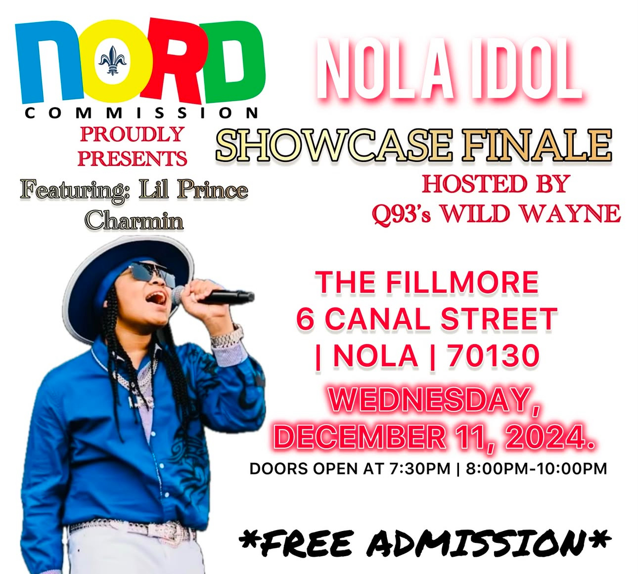 Lil Prince Charmin’ Featured At The NOLA Idol Finalist Showcase Wednesday 12/11/24 8 PM